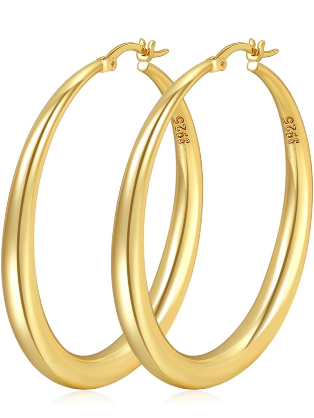 925 sterling silver 18k Gold plated, lightweight hoop earrings for women